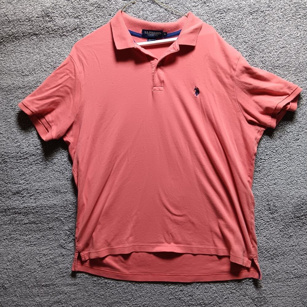 U.S. Polo Assn Luxury Feel Polo Shirt Mens XL Salmon Pink Classic Fit Preppy Sty
